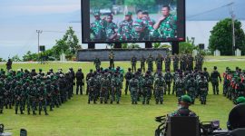 Apel gelar pasukan kesiapan TNI pada pengamanan Pemilu Tahun 2024, dilapangan Makodam, Trikora, Arfai 1, Manokwari, Papua Barat, Kamis (1/2/2024).