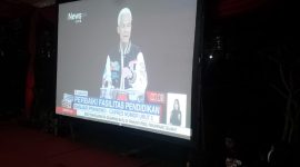 Capres nomor urut 3 Ganjar Pranowo dalam debat terakhir yang diselenggarakan oleh KPU.