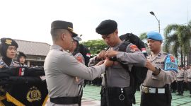 Kapolres Purworejo AKBP Eko Sunaryo, SIK.M.K.P sat cek kesiapan personel yang ditugaskan untuk melakukan pengamanan di TPS wilayah Kabupaten Purworejo, Jawa Tengah. 
