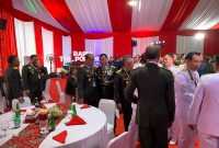 Pangdam XVIII/Kasuari, Mayjen TNI Ilyas Alamsyah, S.E., M.Tr.(Han)., CGCAE., terlihat bersama para peserta Rapim TNI-POLRI, di GOR Ahmad Yani Mabes TNI, Cilangkap, Jakarta Timur, pada Rabu (28/2/2024).