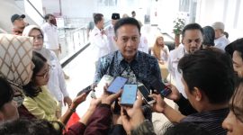 Pj. Walikota Malang Wahyu Hidayat saat berikan keterangan Pers pasca membuka gelaran Training Of Trainer GANN Malang Raya.(Photo. Evi/realitapublik.id)