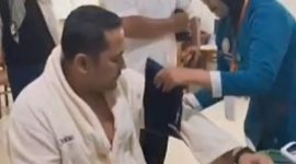 M. Syukur saat menjalani proses tes kesehatan di RS DKT Jambi.(Foto: Mansurdin)