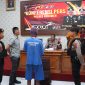 Konferensi pers Polres Kebumen terkait penangkapan kurir sabu. 