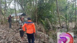 Kalaksa BPBD Kebumen, Udi Cahyono, bersama tim, didampingi Ketua Pejuang Siliwangi Indonesia Bersatu Kabupaten Kebumen dan tokoh masyarakat, meninjau lokasi tanah longsor di sebelah TPU Dusun Banjaran, Desa Bojongsari, Kecamatan Aliran.(Foto: realitapublik.id)