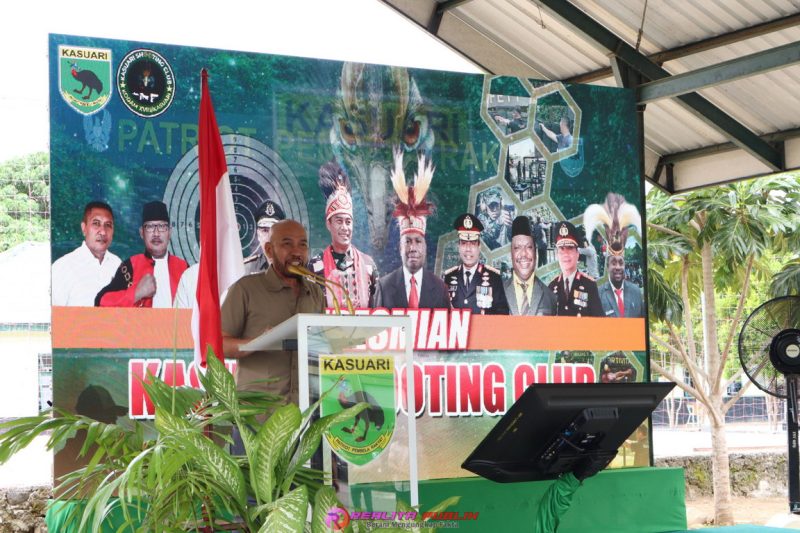 Peresmian Kasuari Shooting Club, di Lapangan Tembak Pistol Lodewijk Mandatjan, Makodam, Trikora, Arfai 1, Manokwari, Papua Barat, pada Sabtu (5/7/2025).