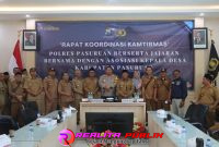 Polres Pasuruan menggelar rapat koordinasi perkembangan situasi keamanan dan ketertiban masyarakat (Sitkamtibmas), diruangan Rutama Polres Pasuruan