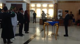 Saat pelantikan dan pengambilan sumpah pejabat eselon III dan IV, bertempat di Ruang Tapis Setdakab Lampung Utara, Jumat (3 Oktober 2025). (Photo: Rody Sandra/realitapublik.id)