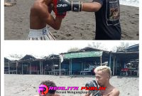 Latihan fisik Lawet Boxing Club di Pantai Setrojenar sebagai persiapan Kapolda Cup.(foto: Wahyu Cakraningrat realitapublik.id)