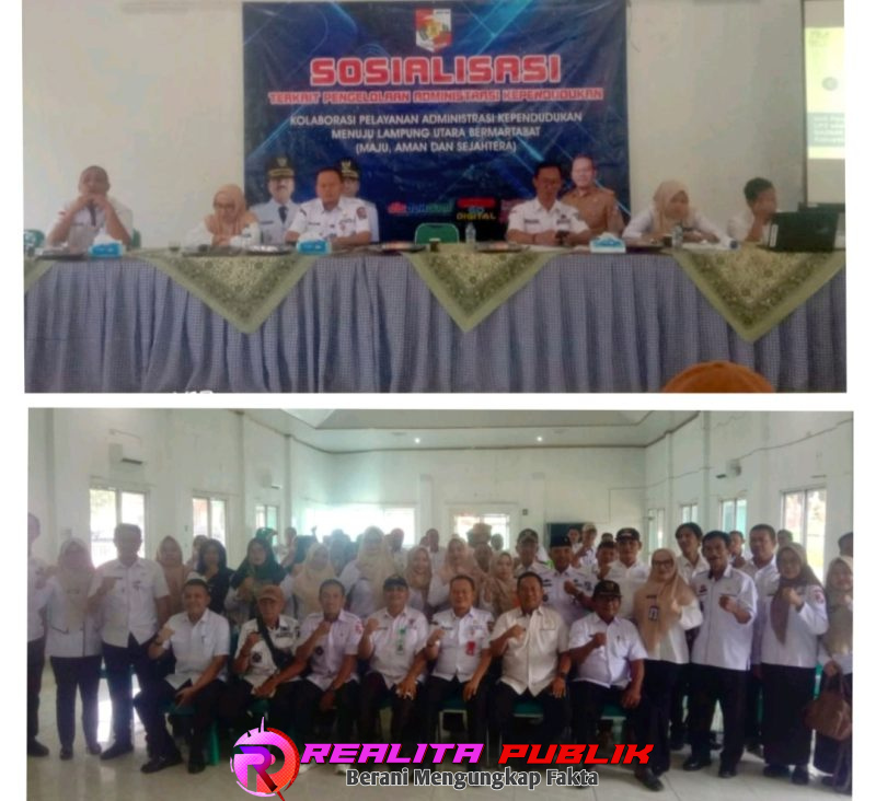 Giat sosialisasi dinas pendudukan dan pencatatan Sipil Kabupaten di Aula Desa Madokoro, Kecamatan Kotabumi Lampung Utara (foto: Rody Sandra realitapublik.id)