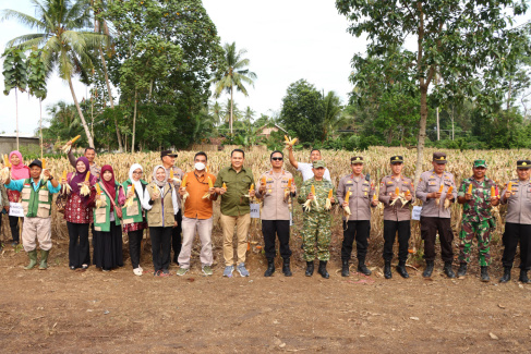 Dukung Ketahanan Pangan, Kapolres Lampung Utara Hadiri Panen Raya Jagung Serentak di Abung Timur