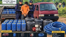 Tim gabungan pengamanan Pertamina EP Pendopo Field amankan Pelaku dan barang bukti.